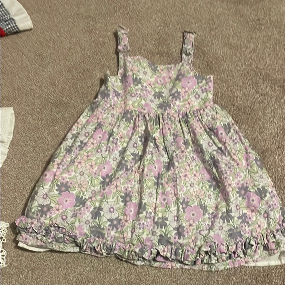 Cynthia Rowley Gray and Purple Ruffled Tiered Sleeveless Sundress
